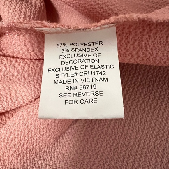 Square Neck Blouse with Lace Trim 3/4 length sleeves Pink Rose Women’s size XL - Picture 3 of 4